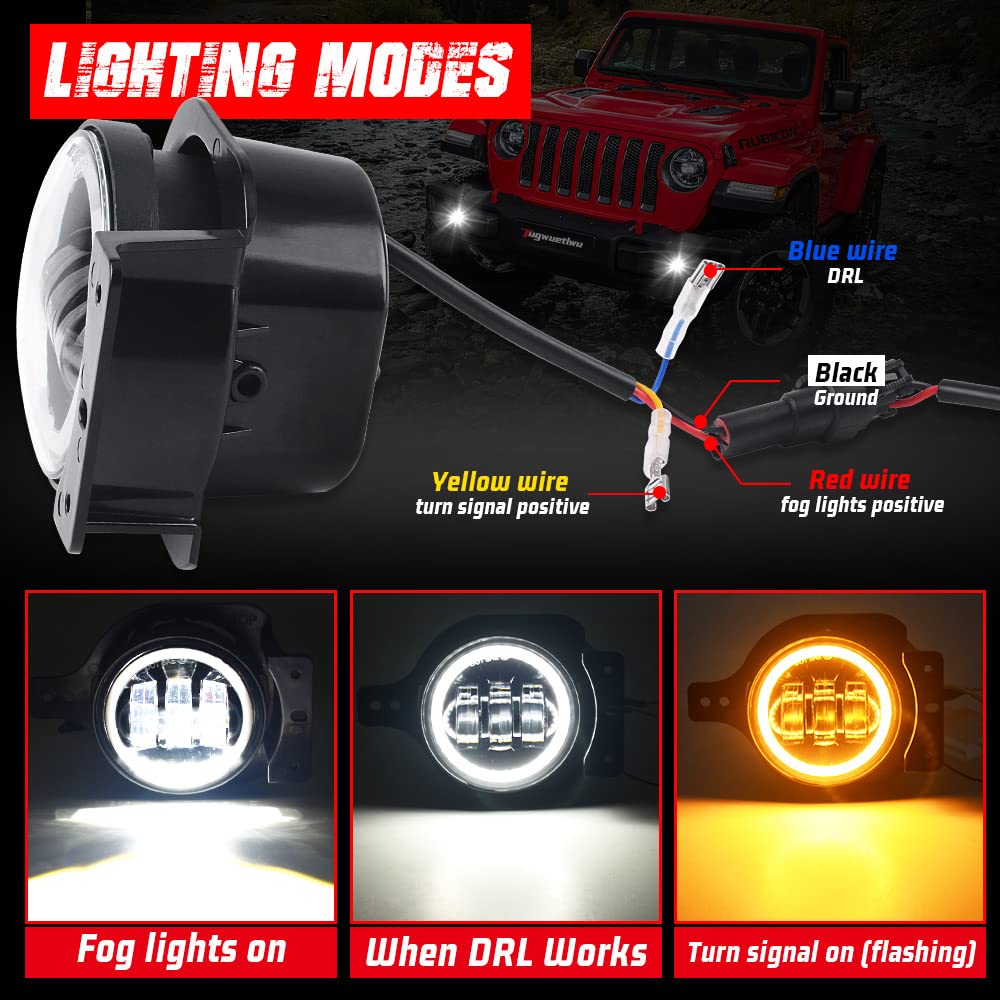 Amazon | Tugwuetlwu 4インチ ラウンド LED フォグライト ジープ 2018